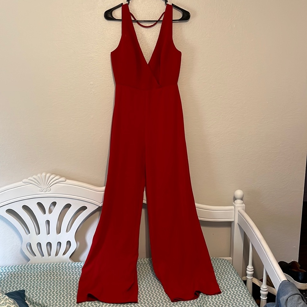 Red Wayf jumpsuit v neck low back